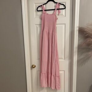 Pink Maxi Dress with Tie Straps